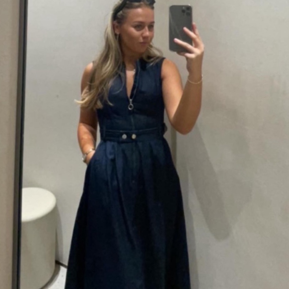 Zara Asymmetric denim midi dress LAST ONE